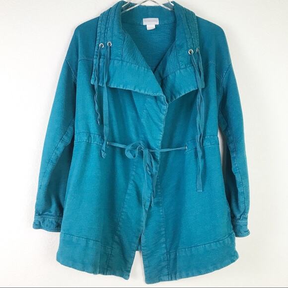 Soft Surroundings Drapey Open Front Drawstring Waist Pockets Jacket PM M Petite - Picture 6 of 15